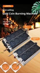 Electric Gold Coin Burner 4 Holes 11CM Non-Stick Round Mold Stainless Steel <b>Waffle</b> <b>Maker</b> for Commercial Use - Product Image 5