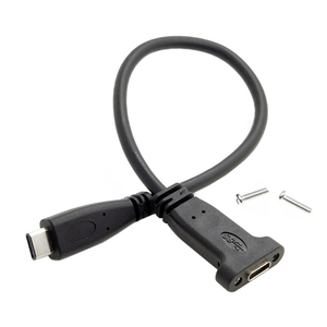 <b>Usb</b> 2.0 3.0 <b>Type</b> <b>C</b> Female Screw Panel Mount to <b>USB</b> <b>C</b> Male Straight Angled Adapter Extension <b>Cable</b> <b>Type</b> <b>C</b> Panel Mount <b>Cable</b> - Product Image 1