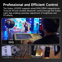 Godox LE200D Lumière vidéo LED portable continue 5600K 200W en plastique et aluminium pour studio, streaming en direct, YouTube et tournage vidéo sur téléphone