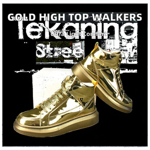 Nouvelles Chaussures Décontractées Montantes Tendance 2026 pour Hommes – Chaussures de Marche Dorées Légères avec Semelle Intérieure en Gel Rehaussante – Printemps, Été, Automne - Product Image 4