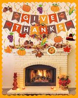 Décorations de Thanksgiving, Bannière « GIVE THANKS » avec spirales suspendues pour mur intérieur, Décoration Friendsgiving pour bureau, maison, salle de classe