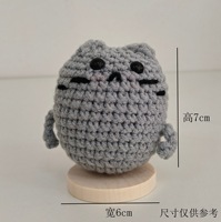 Peluche chat en crochet avec carte de message positif, faite à la main en laine, cadeau de vacances, décoration de bureau pour les amoureux des chats