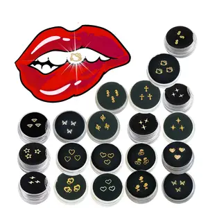 Hot sale 18k Gold Tooth Gems Manufacturers gold plated tooth jewelry diy Tooth gem kit Wholesale gold plated teeth gems price
