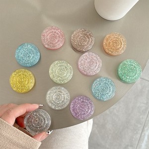 Support de téléphone adhésif rond uni en plastique, style coréen créatif pour fille, support de bureau télescopique, vente en gros d'usine - Product Image 1
