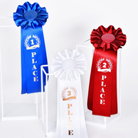 Usine directe Logo personnalisé Rosettes de trophée en satin à face unique Rubans de prix de vente chaude pour les cadeaux