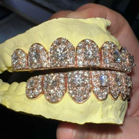 Grillz Hip-Hop Personnalisé Plaqué Or avec Moissanite VVS – Bijoux Bling pour Dents en Diamant VVS, Grilles Permanentes en Argent 925