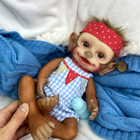Poupée Reborn Singe en Silicone de 16 Pouces, Grandes Yeux, Corps Entier Réaliste, Corps Souple et Lesté, Jouet de Collection, Cadeau Compagnon pour Enfants