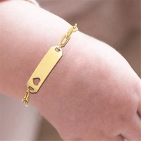 Chaîne à trombone épais en acier inoxydable, chaîne à trombone, taille personnalisée, barre incurvée, coeur creux, Bracelet en or vierge pour l'estampage