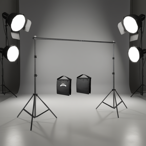 Support de fond métallique DB SH 2x3M, kit de studio photo portable avec sac de transport, mousselines et toiles de fond en papier - Product Image 2