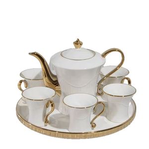 Ceramic 200mL Minimalist Design Water Cup Kettle <b>Set</b> Hand-painted Gold Cup <b>Set</b> Hot and Cold <b>Pot</b> Coffee <b>Set</b> - Product Image 4