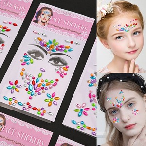 Adesivi per Viso per Bambini in Acrilico di Alta Qualità, Design Misto, Tatuaggi Adesivi Glitterati alla Moda per Trucco Festivo, Vendita all'Ingrosso - Product Image 2