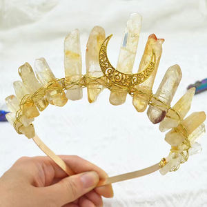 도매 천연 보석 골든 문 액세서리 마녀 크리스탈 크라운 머리띠 티아라 크리스탈 티아라 - Product Image 6