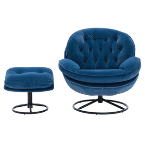 Fauteuil <span class=keywords><strong>pivotant</strong></span> en velours SANS, fauteuil de détente avec ottoman pour salon - Product Image 5