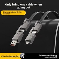 Kabel Anyaman 100W 4-in-1 USB-A/USB-C//Micro-USB Pengisian Daya Super Cepat Transfer Data untuk Ponsel (iPhone Android)