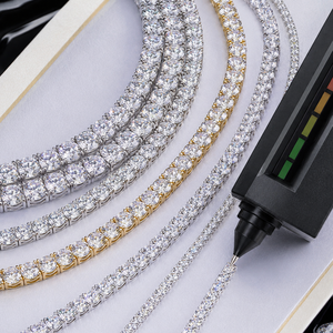 Price Hip Hop Moissanite Necklace 925 Sterling Silver <b>Iced</b> <b>Out</b> 2mm 3mm 4mm Moissanite Tennis <b>Chain</b> Necklace - Product Image 6