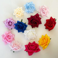 Rose artificielle d'angle en tissu de soie moderne faite à la main, tête de fleur de simulation pour décoration murale, accessoires de mariage, photographie extérieure, maison