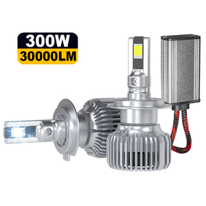 Nuevos Faros <span class=keywords><strong>LED</strong></span> de 6000K con Cambio de Color, Bombillas H7 H9 de 300W de Alta Intensidad, Sistema de Refrigeración Externo de Doble Cara, Tubo de Cobre, IP67 - Product Image 1