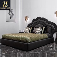Direct usine lit de luxe italien moderne personnalité créative en cuir lit double haut de gamme Villa meubles de chambre à coucher