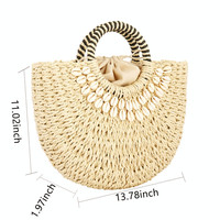 Recueillir le sac tissé sacs en filet de coton nouilles à la main bambou fouet corde bleu paille embrayage personnalisé cheval vert noeud sacs à main