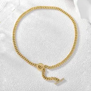 Collana di personalità semplice gioielli in rame Plated18k oro girocollo catena OT zircone cubano catena collana di fascino per le donne