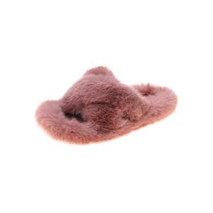 Vente en gros de sandales en peluche végan bouclées en <span class=keywords><strong>fourrure</strong></span> de renard de couleur pour femmes, sandales d'intérieur en peluche en fausse <span class=keywords><strong>fourrure</strong></span> moelleuse à la mode - Product Image 2
