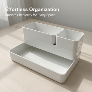 Boîtes de rangement empilables pour fournitures de bureau |   Plateau de maquillage minimaliste en <span class=keywords><strong>plastique</strong></span> |   Conteneurs de papeterie pour gagner de la place - Product Image 3