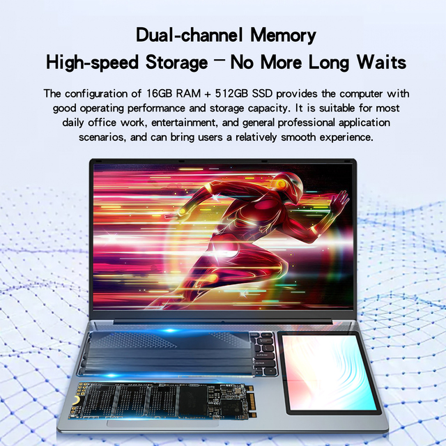15.6-inch N100 Dual-Screen Touch Laptop for Students, Office Work and Graphic Design