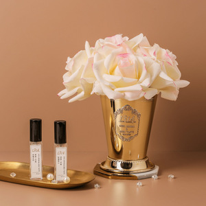 Difusor de Aroma con Rosa Preservada Heshes, Florero Dorado, Aroma Duradero, Decoración para el Hogar y el Dormitorio, Regalo - Product Image 2