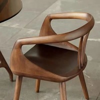 Chaise de salle à manger de style chinois en bois massif, chaise de bureau de luxe, chaise de thé design, dossier et accoudoirs en noyer noir, moderne pour usage domestique