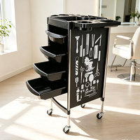 Chariot de Salon Commercial Moderne en Acier Inoxydable avec 4 Roues, Chariot de Rangement Polyvalent pour Salons de Coiffure et Barbiers