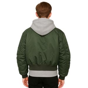 Chaqueta Acolchada Corta con Cremallera de Algodón Grueso para Hombre de Invierno Personalizada TOPSHOW, Chaqueta Bomber de Béisbol de Poliéster y Nailon con Capucha para Hombre - Product Image 3