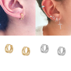 ROXI S925 <b>Sterling</b> <b>Silver</b> Simple Versatile Double Layer Glossy Earrings Women's <b>Hoop</b> Earrings - Product Image 5