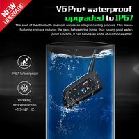 Intercom pour moto V6 Pro + ABS, Full Duplex, 100 % étanche, batterie 850 mAh, portée 800 m