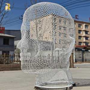 גדול מודרני חיצוני ציון דרך מופשט חוט נירוסטה חוט ראש רשת - Product Image 2