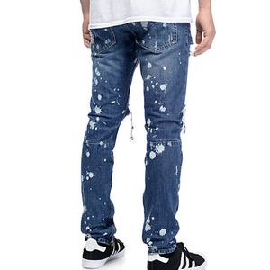 Meilleurs Jeans en Denim Déchirés et Délavés pour Hommes, Pantalons Skinny Imprimés avec Ourlet Zippé - Product Image 3