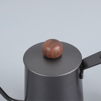 Bouilloire à café en acier inoxydable de 350 ml avec bec verseur, isolation, poignée en bois, pour café filtre