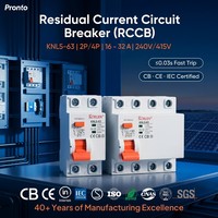 Disjoncteur différentiel RCCB 63A 6kA 240V 415V IEC EN61008 Rail DIN PA66 Protection contre les fuites KORLEN KNL5-63