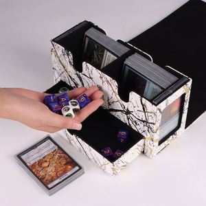 Boîte de rangement pour jeux de cartes à motif marbré avec deux compartiments et un tiroir pour plus de 200 cartes, design portable - Product Image 4