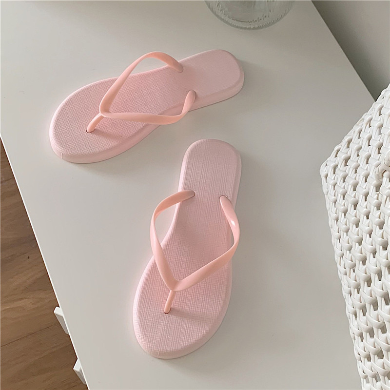 Simple Solid Color Comfortable Slippers Flip Flops Women Summer Beach Flipflops