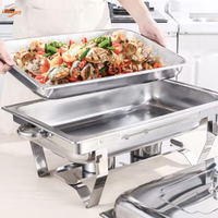 Ensemble de plats chauds en acier inoxydable pour buffet, plats chauds, chauffe-plats, réchaud INOX RECTANGULAIRE pour la restauration
