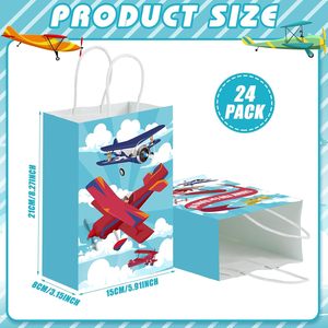 Sacs cadeaux en forme d'avion, sacs à friandises en papier bleus en forme d'avion avec poignées pour décorations <span class=keywords><strong>de</strong></span> fête d'anniversaire - Product Image 3