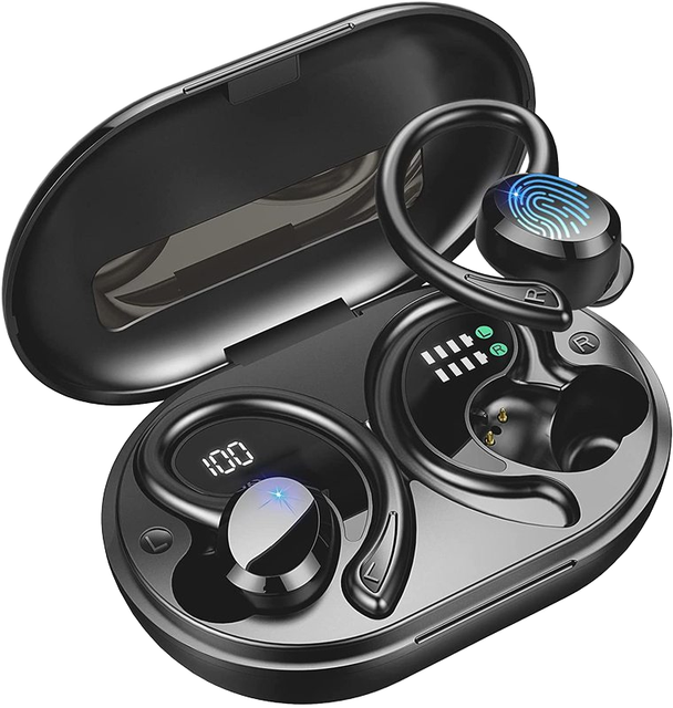 Q38 HiFi Stereo Ear Hook True Wireless Earphones in Ear Sports Earbuds with Noise Cancelling Heavy Bass Mic