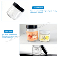 200ml Stoples Penyimpanan Plastik PET Transparan Ramah Lingkungan dengan Tutup, untuk Rempah-rempah, Permen, Kacang-kacangan, Teh Bunga, dan Kosmetik