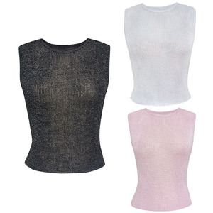 Débardeur court amincissant pour <span class=keywords><strong>femme</strong></span>, style sexy et tendance, couleur unie, idéal pour l'été – Nouvelle collection très prisée - Product Image 6