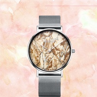 Montre de sport écologique de luxe en acier inoxydable à quartz, cadran en pierre turquoise naturelle jaune de 18 mm, résistante à l'eau 3 ATM