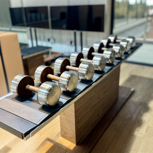 Manubri in Legno Massello e Acciaio Inossidabile di Grado Commerciale, Antiruggine, Silenziosi, Antiscivolo, Artigianali per Studi Fitness di Alta Gamma - Product Image 1