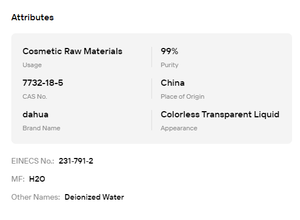 Agua Destilada de Alta Pureza Grado Cosmético, Solvente Puro, Materia Prima para Fabricación de Perfumes, Productos de Cuidado de la Piel y Belleza, Fábrica Estable - Product Image 6