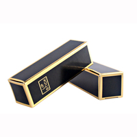 Boîtes d'emballage de rouge à lèvres et de gloss rectangulaires noires de qualité supérieure en or rose personnalisées en gros