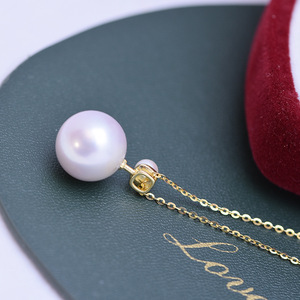 Collier pendentif pour femme en argent S925, perle d'eau douce blanche et violette 11-12mm, forte luminosité, légers défauts, directement de l'usine - Product Image 3