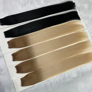 Wholesale Genius Weft 100% Human Hair Extensions Supplier Pelo Trenzado Russian Cut Cuticle Aligned Seamless Genius Weft